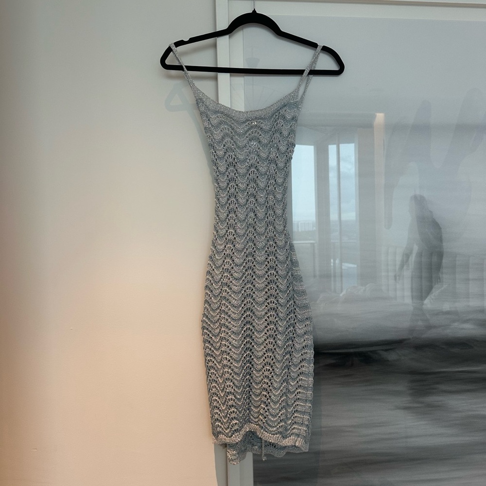 Elegant Gray silver Knit Dress